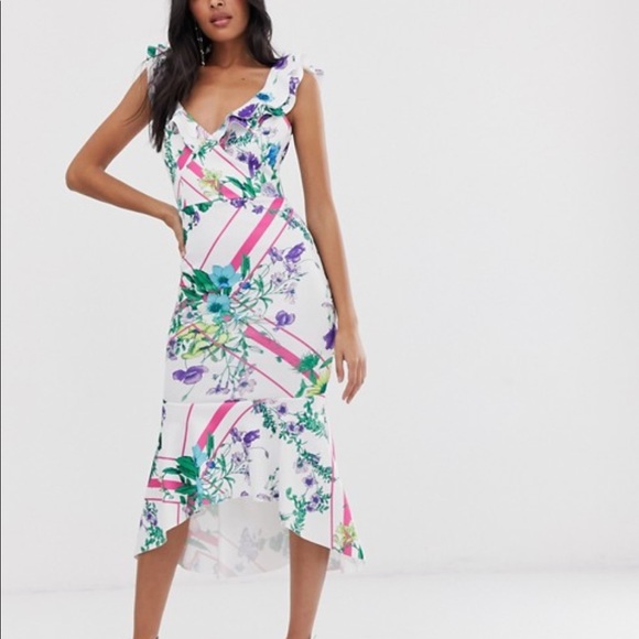 ruffle bodycon midi dress